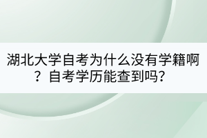 湖北大學(xué)自考為什么沒(méi)有學(xué)籍啊？自考學(xué)歷能查到嗎？