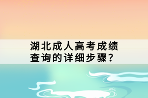 湖北成人高考成績(jī)查詢的詳細(xì)步驟？