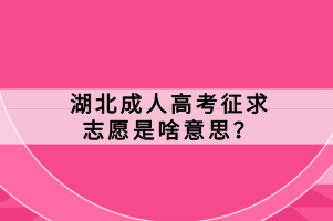 湖北成人高考征求志愿是啥意思？