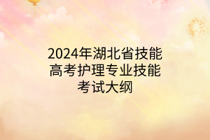 2024年湖北省技能高考護(hù)理專業(yè)技能考試大綱