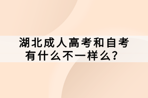 湖北成人高考和自考有什么不一樣么？