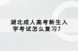 湖北成人高考新生入學(xué)考試怎么復(fù)習(xí)？