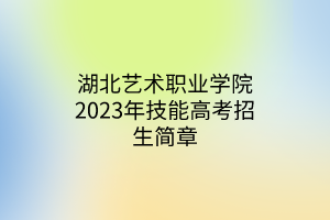 湖北藝術職業(yè)學院2023年技能高考招生簡章