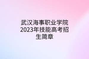 武漢海事職業(yè)學(xué)院2023年技能高考招生簡章