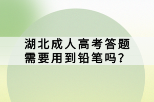 湖北成人高考答題需要用到鉛筆嗎？