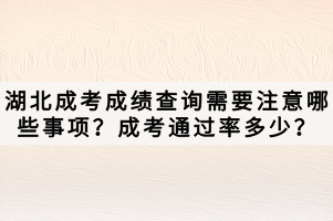 湖北成考成績查詢需要注意哪些事項？成考通過率多少？