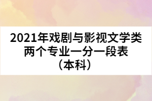 2021年戲劇與影視文學(xué)類兩個(gè)專業(yè)一分一段表（本科） 