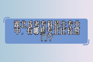湖北成考專科招生專業(yè)中，有哪些專業(yè)比較熱門？