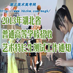 2013年湖北學(xué)校招收藝術(shù)特長(zhǎng)生測(cè)試工作公告