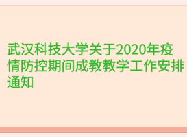 武漢科技大學關于2020年疫情防控期間成教教學工作安排通知