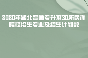 2020年湖北普通專升本30所民辦院校招生專業(yè)及招生計劃數(shù)