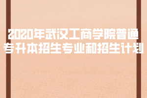 2020年武漢工商學院普通專升本招生專業(yè)和招生計劃