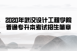 2020年武漢設計工程學院普通專升本考試招生簡章