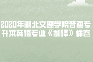 2020年湖北文理學院普通專升本英語專業(yè)《翻譯》樣卷