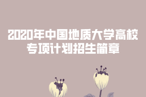 2020年中國地質(zhì)大學(xué)高校專項(xiàng)計(jì)劃招生簡(jiǎn)章