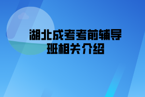 湖北成考考前輔導班相關(guān)介紹