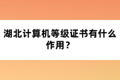 湖北計(jì)算機(jī)等級證書有什么作用？