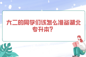 大二的同學(xué)們?cè)撛趺礈?zhǔn)備湖北專升本？