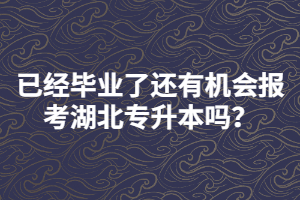 已經(jīng)畢業(yè)了還有機(jī)會報考湖北專升本嗎？