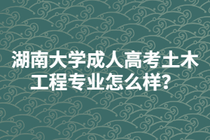 湖南大學(xué)成人高考土木工程專業(yè)怎么樣？