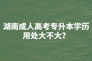 湖南成人高考專升本學(xué)歷用處大不大？