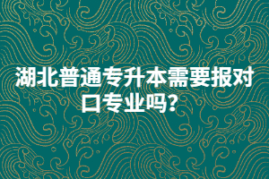 湖北普通專升本需要報(bào)對(duì)口專業(yè)嗎？