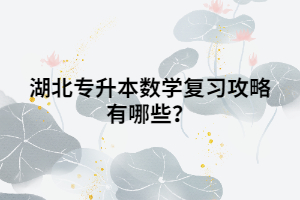 湖北專升本數(shù)學(xué)復(fù)習(xí)攻略有哪些？