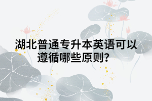 湖北普通專升本英語可以遵循哪些原則？