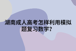 湖南成人高考怎樣利用模擬題復(fù)習(xí)數(shù)學(xué)？