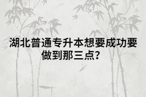 湖北普通專升本想要成功要做到那三點(diǎn)？