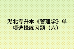 湖北專升本《管理學》單項選擇練習題（六）