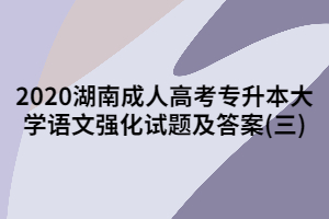 2020年湖南成人高考專(zhuān)升本大學(xué)語(yǔ)文強(qiáng)化試題及答案(三)