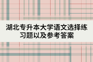 湖北專升本大學語文選擇練習題以及參考答案