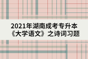 2021年湖南成考專升本《大學(xué)語(yǔ)文》之詩(shī)詞習(xí)題三