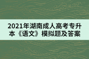 2021年湖南成人高考專升本《語文》模擬題及答案（三）