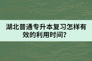 湖北普通專升本復(fù)習(xí)怎樣有效的利用時間？