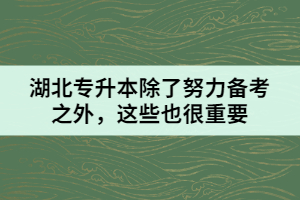 湖北專升本除了努力備考之外，這些也很重要