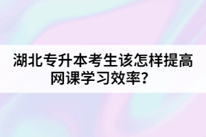 湖北專升本考生該怎樣提高網(wǎng)課學(xué)習(xí)效率？