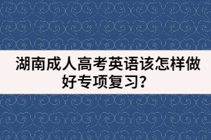 湖南成人高考英語(yǔ)該怎樣做好專項(xiàng)復(fù)習(xí)？