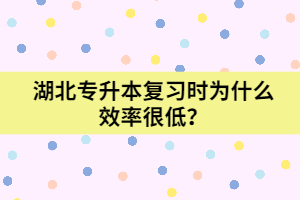 湖北專升本復習時為什么效率很低？