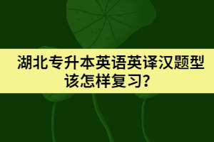 湖北專升本英語英譯漢題型該怎樣復(fù)習(xí)？