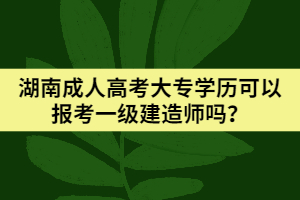 湖南成人高考大專學(xué)歷可以報(bào)考一級(jí)建造師嗎？