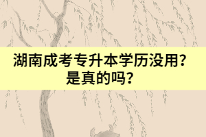 湖南成考專升本學(xué)歷沒用？是真的嗎？