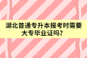 湖北普通專升本報考時需要大專畢業(yè)證嗎？