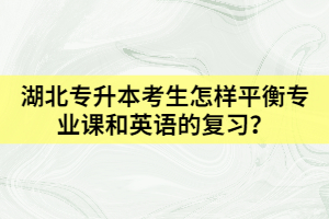 湖北專升本考生怎樣平衡專業(yè)課和英語(yǔ)的復(fù)習(xí)？