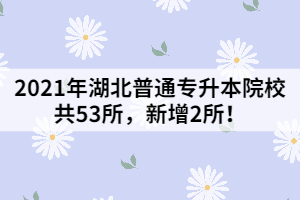 2021年湖北普通專升本院校共53所，新增2所！