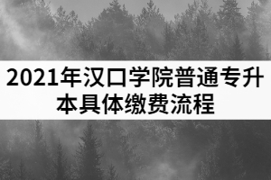 2021年漢口學(xué)院普通專升本具體繳費流程