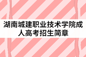 湖南城建職業(yè)技術(shù)學院2021年成人高考招生簡章公布