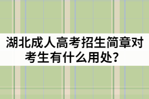 2021年湖北成人高考招生簡章對(duì)考生有什么用處？