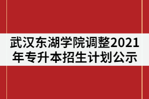 武漢東湖學(xué)院發(fā)布關(guān)于調(diào)整2021年普通專升本招生計(jì)劃的公示